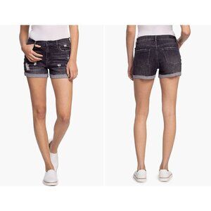 New BLANKNYC Size 26 The Fulton Rollup Shorts Washed Black Cutoff Denim